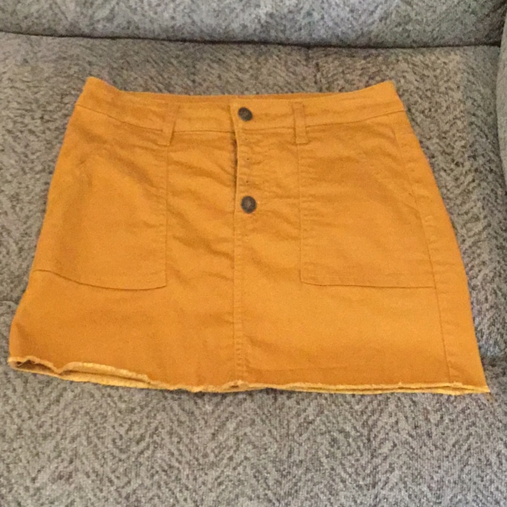 Sky and Sparrow Golden Mini Skirt with button fly